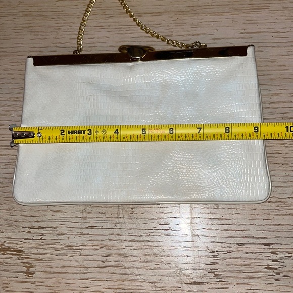 Vintage White Alligator Leather 1950’s Clutch Handbag Purse Formal - Picture 9 of 16